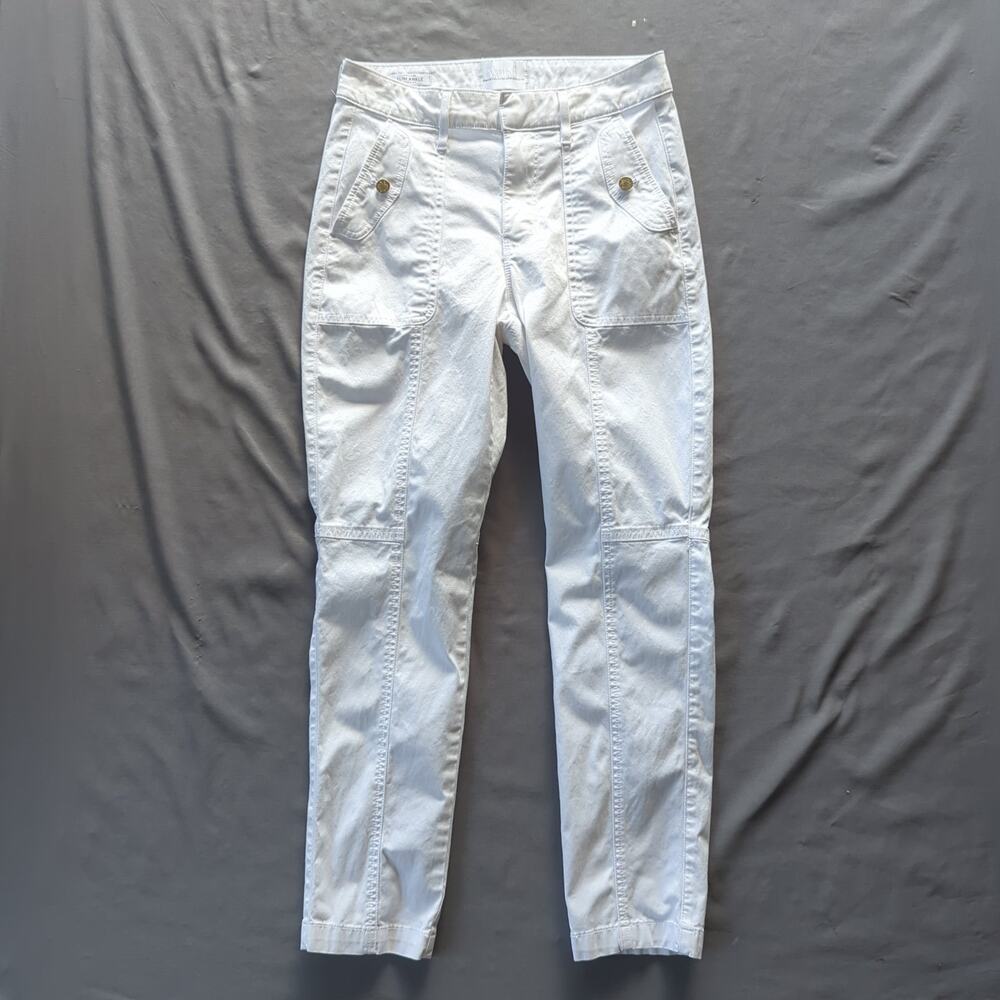 WHBM High Rise Slim Ankle White Utility Pants Size 4 Stretch Cotton Coastal Chic